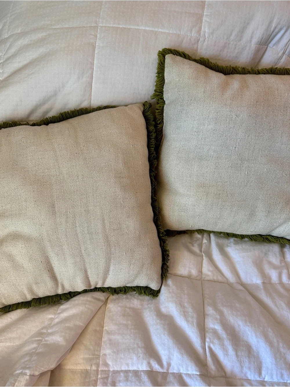 Vintage Handmade Boho Crewel Floral Embroidered Throw Pillows 13” Pair